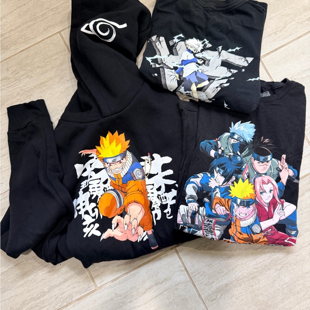 Bershka Black Graphic Hoodie and Tee Set
